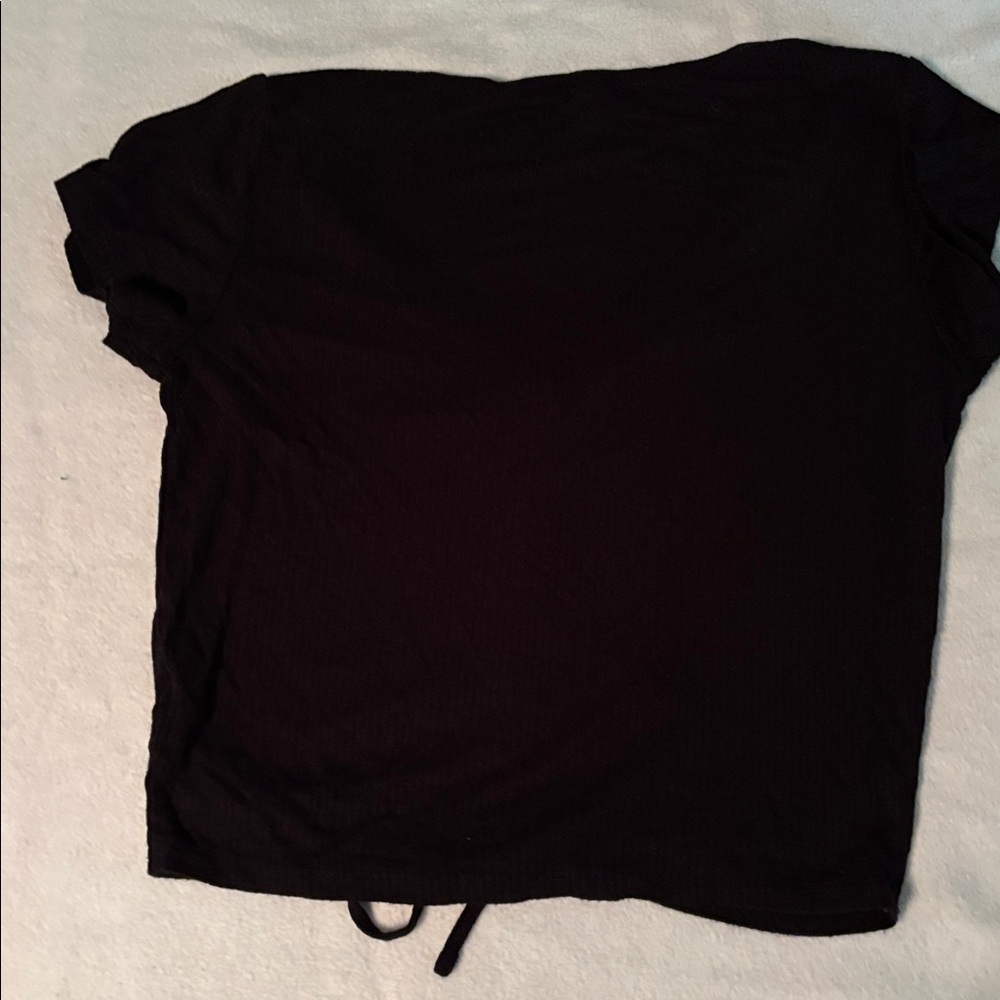 Garage Black Ruched Drawstring Crop Top - Picture 3 of 3